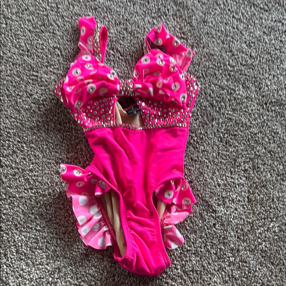 Pink Polka Dot One-Piece Dance Outfit